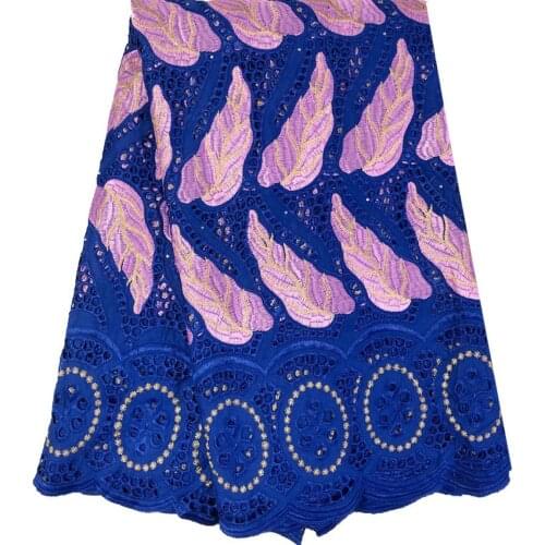 Latest African Lace Fabric 5yards cotton voile VPL11963 lace BLUE High Quality Emboridery French Lace French Lace Fabric