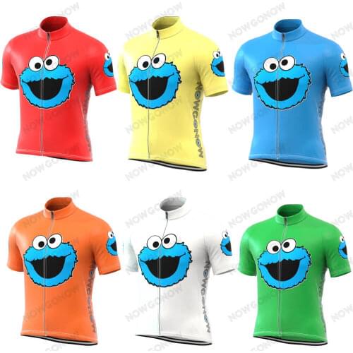 2021 New Summer Men Classic Cartoon Cycling Jersey Short Sleeve Funny Bike Clothing Blue Red Green Orange Bicycle Clothes