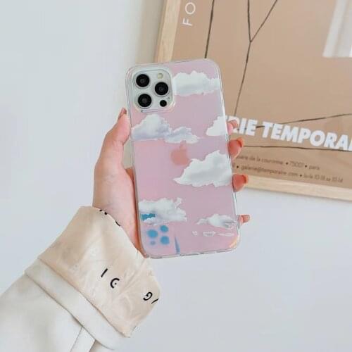 New Rainbow laser Clouds Ins Korea 2 in 1 hello phone Case For apple iPhone 12 Pro Max 7 8 Plus X XS XR 11 SE Mini aurora Cover