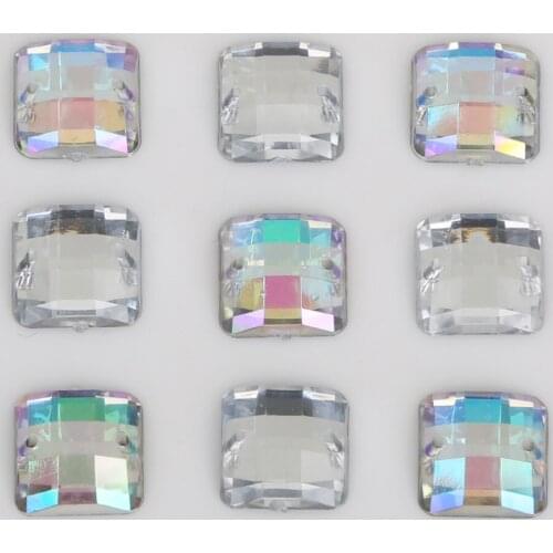 New Arrival 50-100pcs 8mm/10mm/12mm Flatback Rhinestones Sew On Crystals Stones Square Acrylic Strass For DIY Clothes Craft