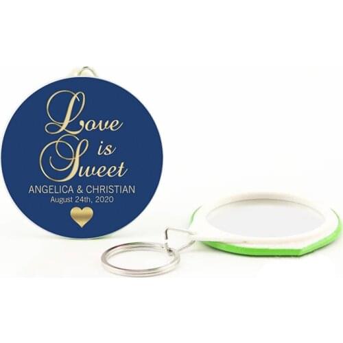 Personalised keychain mirror customized LOGO name date Gala Favors party Gifts For Guests giveaway Wedding Souvenirs