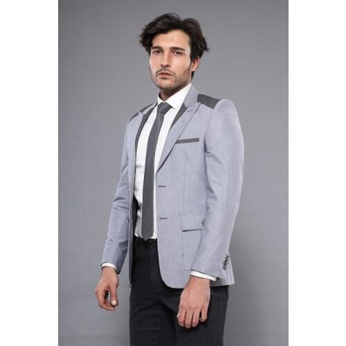 Peak Lapel Shoulder Detailed Grey Jacket Wessi