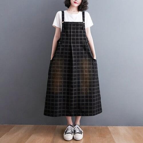 Suspender Dress Japanese Style Street Fashion Sweet Girls Plaid Dinem Dress Cotton Women Holiday Travel Casual Summer Dress
