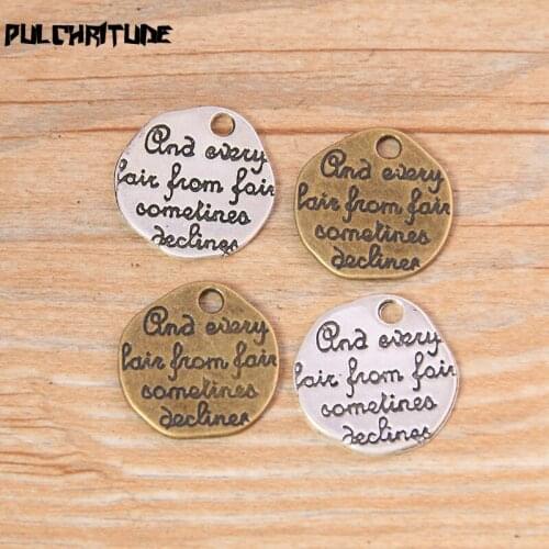 16pcs 19mm Two Color Metal Zinc Alloy Round Letter Charms Fit Jewelry Medical Plant Pendant Makings