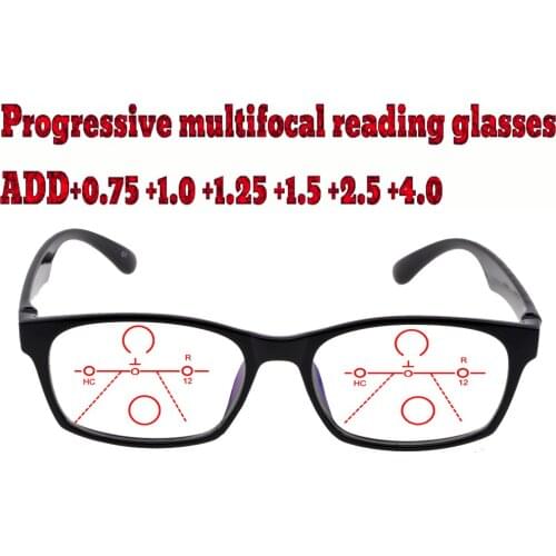 Progressive Multifocal Anti Blu Light Reading Glasses Black Frame Men Women High Quality +1.0 +1.5 +1.75 +2.0 +2.5 +3 +3.5 +4