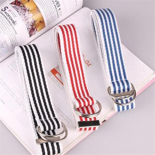 New Canvas Belt Female Double Ring Buckle Students Simple Wild Denim Decorative Band Male Trend Fashion Waistband Women Men