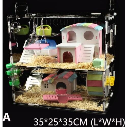 Luxury Crystal Hamster Cage Castle House Small Animal Cages (35*25*35cm)