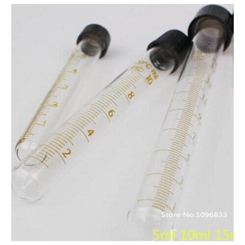 10Pcs GlassTube With Black Cap Plastic screw Cap Glass Centrifugal Tube Graduated Test Tube Chemistry Laboratory 10ml 15ml 20ml