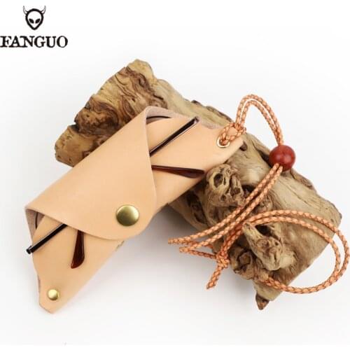 Sunglasses Bag Classic Handmade Genuine Leather Metal Buckle Eyeglasses Box With Lanyard Eyeglasses Bags For Men Women
