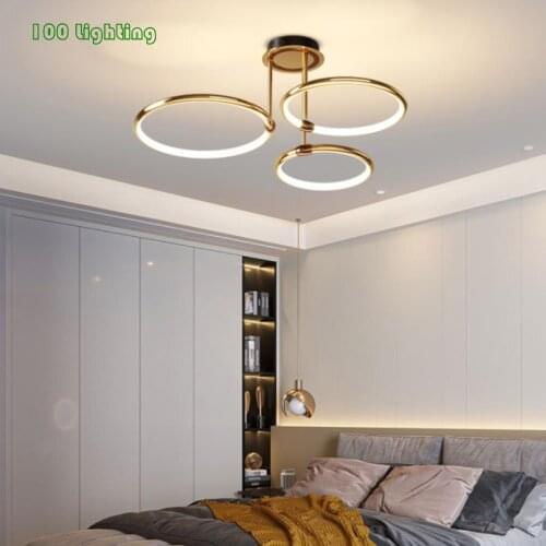 Postmodern Remote Control Dimming LED Ceiling Lamp Parlor Diningroom Bar Bedroom Lighting Fixtures Gold Minimalist Dropshipping