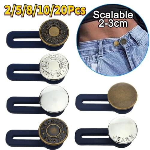Free Sewing Buttons Adjustable Disassembly Retractable Jeans Large Waist Button Metal Extended Buckles Pant Waistband Expander