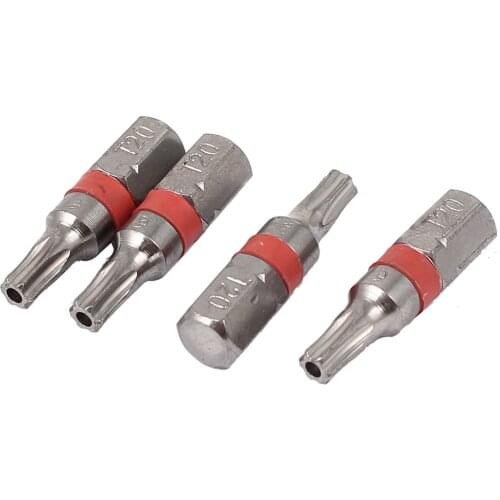 Uxcell 4pcs 1/4" Hex Shank T20 Tip Torx Security Screwdriver Bit
