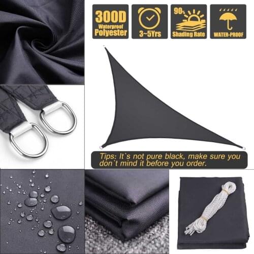 Waterproof Polyester Oxford Fabric Shade Sail Right Triangle Tent Sunshade-Black UV Protection Outdoor Camping
