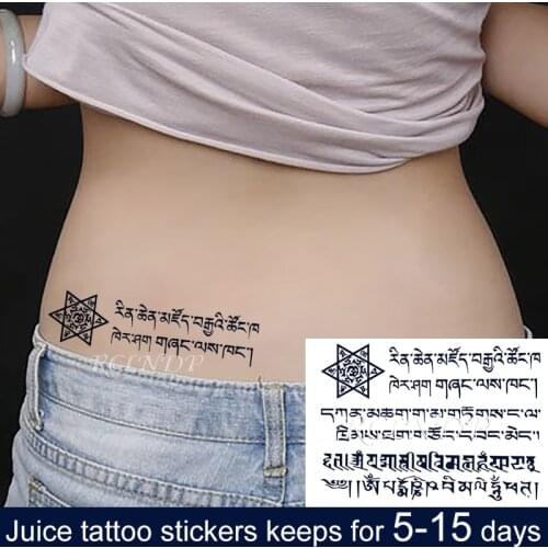 Waterproof Temporary Juice Ink Tattoo Sticker Tibetan Language Star Totem Fruit Gel Long Lasting Tatto for Men Women