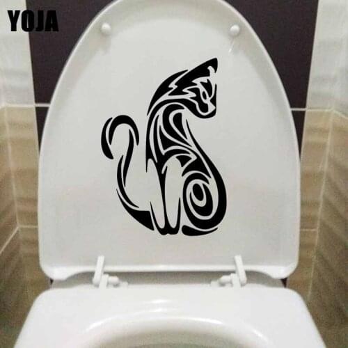 YOJA 16.2X23.1CM Interesting Silhouette Cat Bedroon Home Wall Decal Toilet Sticker Decor T5-0109