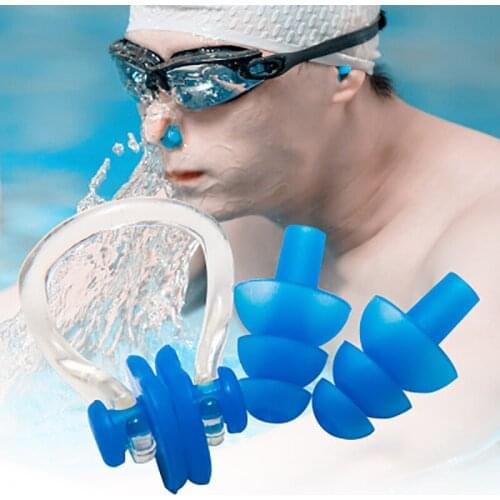 Swimming nose clip earplugs set Anti-smashing professional non-slip children adult nose stuffed rope earplugs swimming equipment