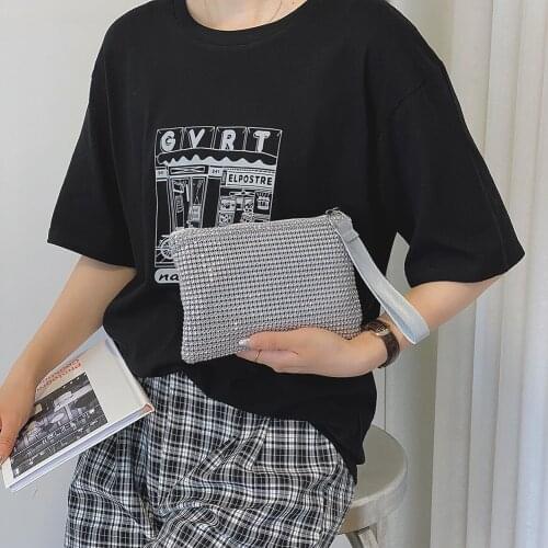 Womens Bag Fashion Women Rhinestone Wallet Phone Holder Wrist Bag Ladies Glitter Evening Pouch Small Purse Bolsa Feminina