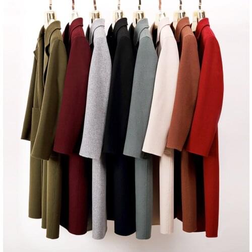 2020 100% Wool Coat Women Double-sided New Spring Autumn Long Female Jacket Cashmere Womens Coats Casaco Feminino KJ741