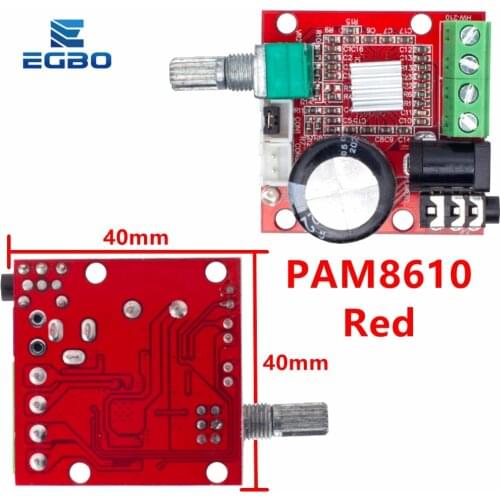 1PCS EGBO 12V Mini Hi-Fi PAM8610 Audio Stereo Amplifier Board 2X10W Dual Channel D Class Lowest Price RED