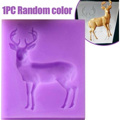 1PC Deer Elk Molds 3D Silicone Elk Shape Food Grade Silicone Candy Sugar Mold DIY Cake Chocolate Biscuit Pudding Mold