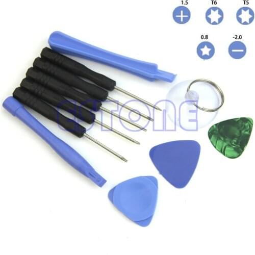 11 In 1 Black + Blue Mobile Repair Opening Tool Kit Set Pry Screwdriver For Phone Universal #D11986