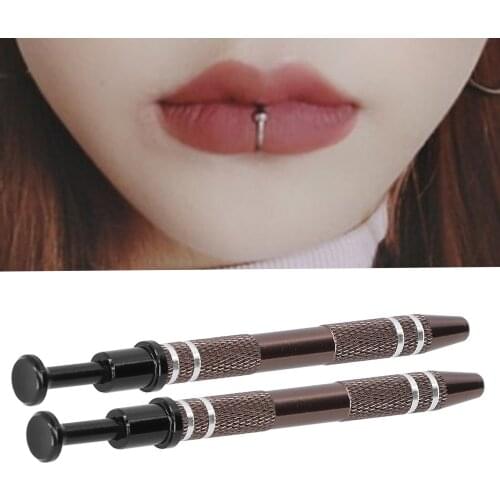 2Pcs Easy To Use Knurled Handle Portable Body Piercing Accessories Alloy 4 Prongs Bead Holder Jewelry Bead Grasping Pick Up Tool