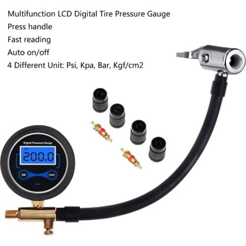200PSI LCD Display Car Truck Bike Tyre Air Pressure Gauge Tire Inflator with Press handle Air Pressure Manometer Press