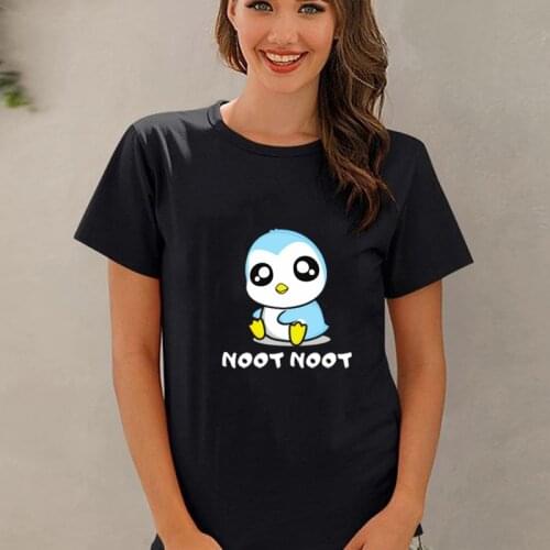 2021 Hot Sale Noot Noot Pingu Female T Shirt Motherf***kers Printed Harajuku Vintage Anime Tops Cotton Black White Tee