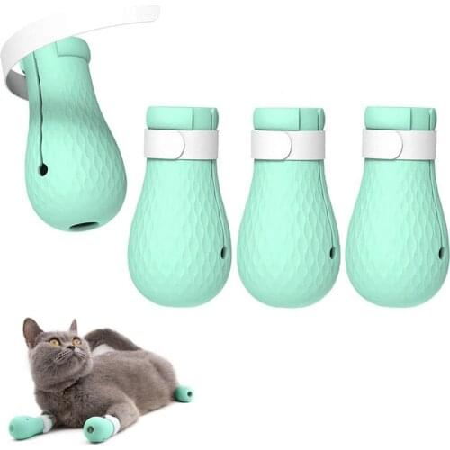 4Pcs Adjustable Pet Cat Paw Protector for Bath Washing Soft Silicone Anti Scratching Cat Paw Cover