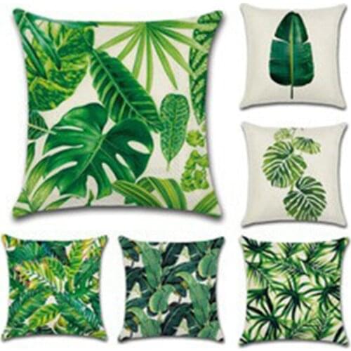 45X45 New Tropical Plant Leaves Rain Forest Linen Pillowcase Cushion Cover Digital Printing Home Decorative Pillow Cover Case