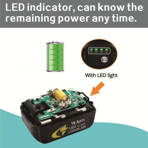 100% Latest Upgraded BL1860 Rechargeable Battery 18 V 10000mAh Lithium Ion for Makita 18v Battery BL1840 BL1850 +DC18RF Charger