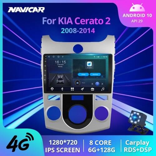 NAVICAR 2Din Android10 Car Radio For KIA Forte Cerato 2 2008-2014 Stereo Receiver GPS Navigation Auto Radio Bluetooth Player IGO