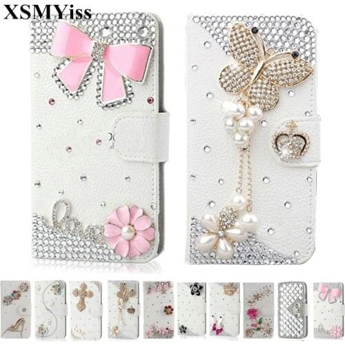 XSMYiss Bling Rhinestone Diamond Luxury Flip PU Leather Wallet Case for Samsung S6 S7 S8 S9 S10 PLUS S10 Lite Note5 8 9 Case