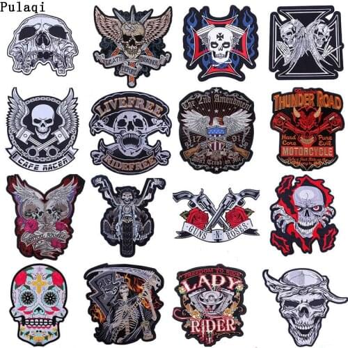 Pulaqi Big Letter Patch Embroidered Patches Stripes For Clothes Iron On Stripes Punk Rock Hippie Stickers Applique Ironing Badge