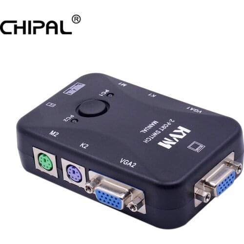 CHIPAL 2 Port PS/2 KVM Switch Switcher 1920*1440 VGA SVGA Switch Splitter Box Controller for Keyboard Mouse Monitor Adapter