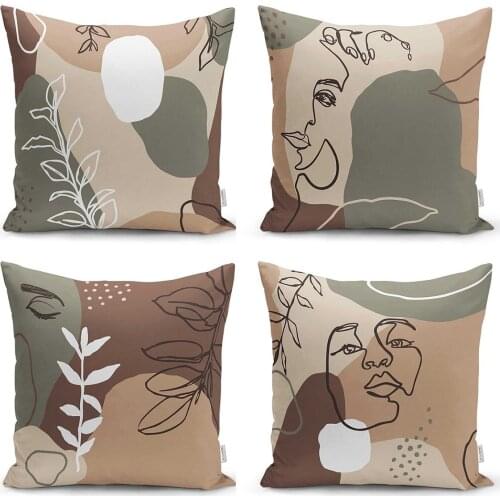 Portrait Design Decorative 4'lü Pillow decorate Case Set Quality Pillow decorate Case Set