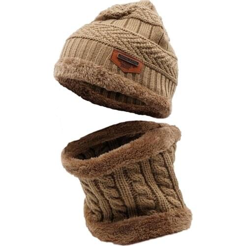 Connectyle Kids Winter Warm Fleece Knit Beanie Hat Circle Scarf Set for Boys Girls