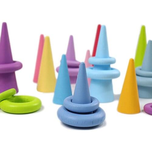 Kids Wooden Rainbow Stacking Toys Nordic Natural Wood Balance Blocks Baby Creative Jenga Circle Heart Blocks Educational Toys