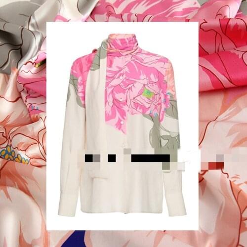 European brand new digital printing fabric, peony flower soft powder, sewing fabric factory store is not out of stock