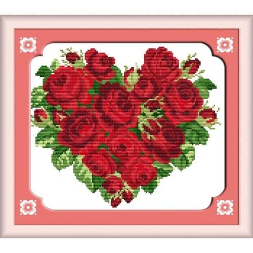 Joy Sunday Cross StitchCloser Hearts Needlework Kits11&14CT Printed Counted Water Soluble Cloth Cross Stitch for Home Decor