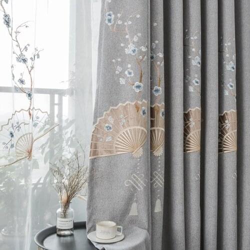 Chinese Style Curtains for Living Room Bedroom Embroidered Blackout Curtains Finished Product Customization Luxury Curtains