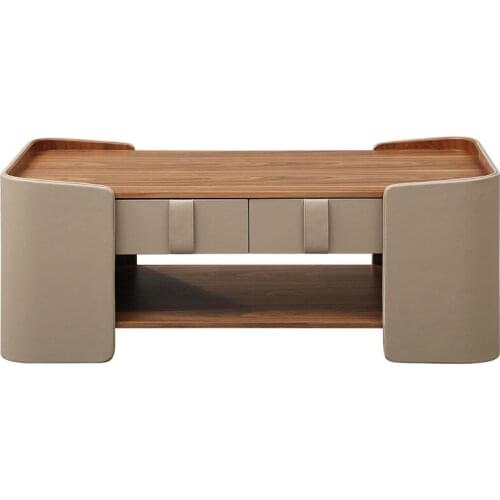 Coffee table TV cabinet combination modern minimalist household rectangular Nordic leather living room furniture