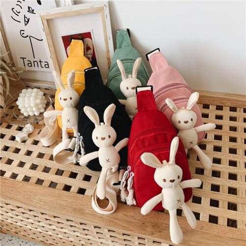 Korean Version of Childrens Plush Rabbit New Cartoon Cute One-shoulder Messenger Bag Personalized Mini Hundred Waist Bag