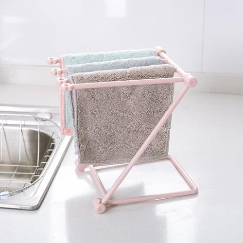 Creative Folding Towel Racks Kitchen Organizer Multifunction Drain Holder Kitchen Storage Organization Home Storage Organization