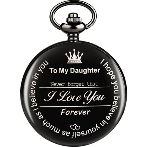 To My Daughter Quartz Pocket Watch with Chain Womens Childrens Day Kids Girl Gifts