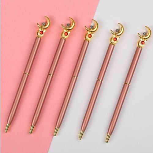 Moon Gel Pens Kawaii Stationery Cute Pen Anime Novelty Student Writing Kids Gel Learning Office Supplies Stationary Metal Funny