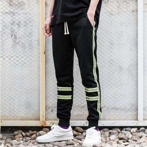 Reflective strip personality fashion harem pants mens trousers pantalones hombre cargo feet pants for men pantalon homme autumn
