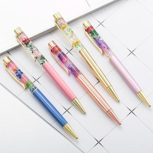 New Eternal Flower Water Wafer Ballpoint Pen Metal Pen Advertising Ballpoint Pen Custom Logo Pens Student Supplies