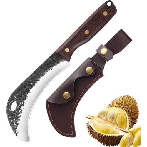 Slaughter Meat Slicing Knife Forged Durian Peeling Knife Field Portable Machete Sickle Camping Sugarcane Peeling Fruit Knife