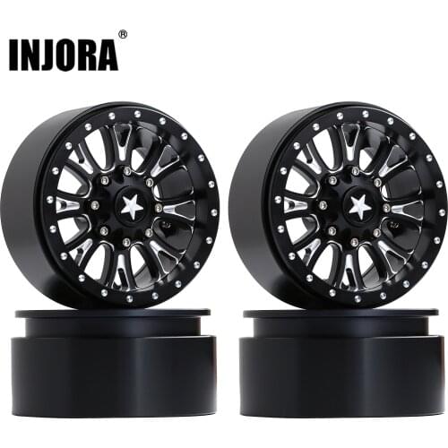 INJORA 4Pcs 2.2 Beadlock CNC Aluminum Alloy Wheel Rim for 1/10 RC Crawler Car Traxxas TRX-6 Axial SCX10 90046 Wraith RR10